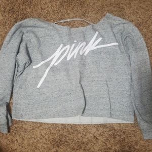 PINK Cropped off the shoulder sweatshirt